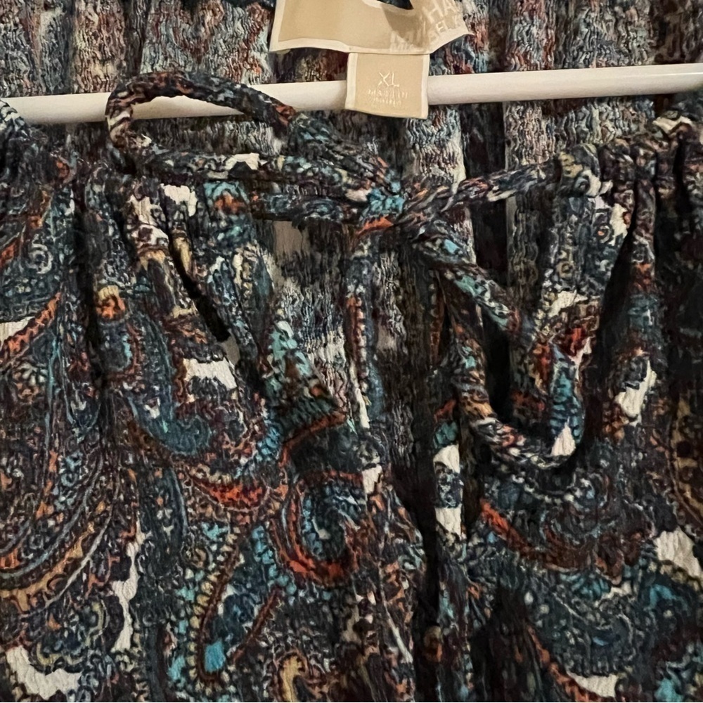 Michael Kors Paisley Keyhole Peasant Top XL - Picture 7 of 7
